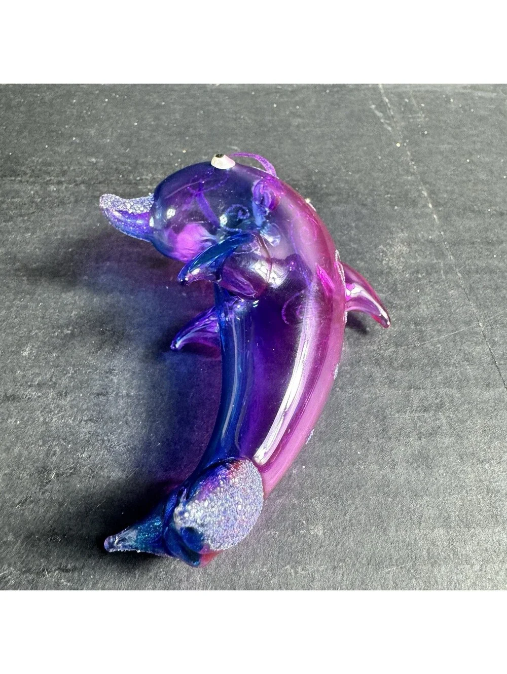 Pier 1 Blown Glass Dolphin Christmas Ornament Nautical Beach Decoration NEW